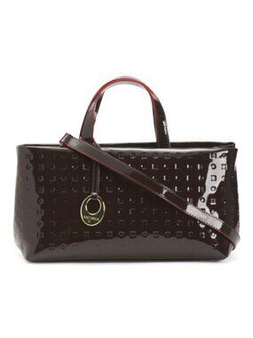 ARCADIA Made In Italy Patent Leather East West Zip Top Satchel